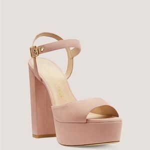 NEW Stuart Weitzman Ryder 95 Platform Sandal - Beige Suede, Sz 10